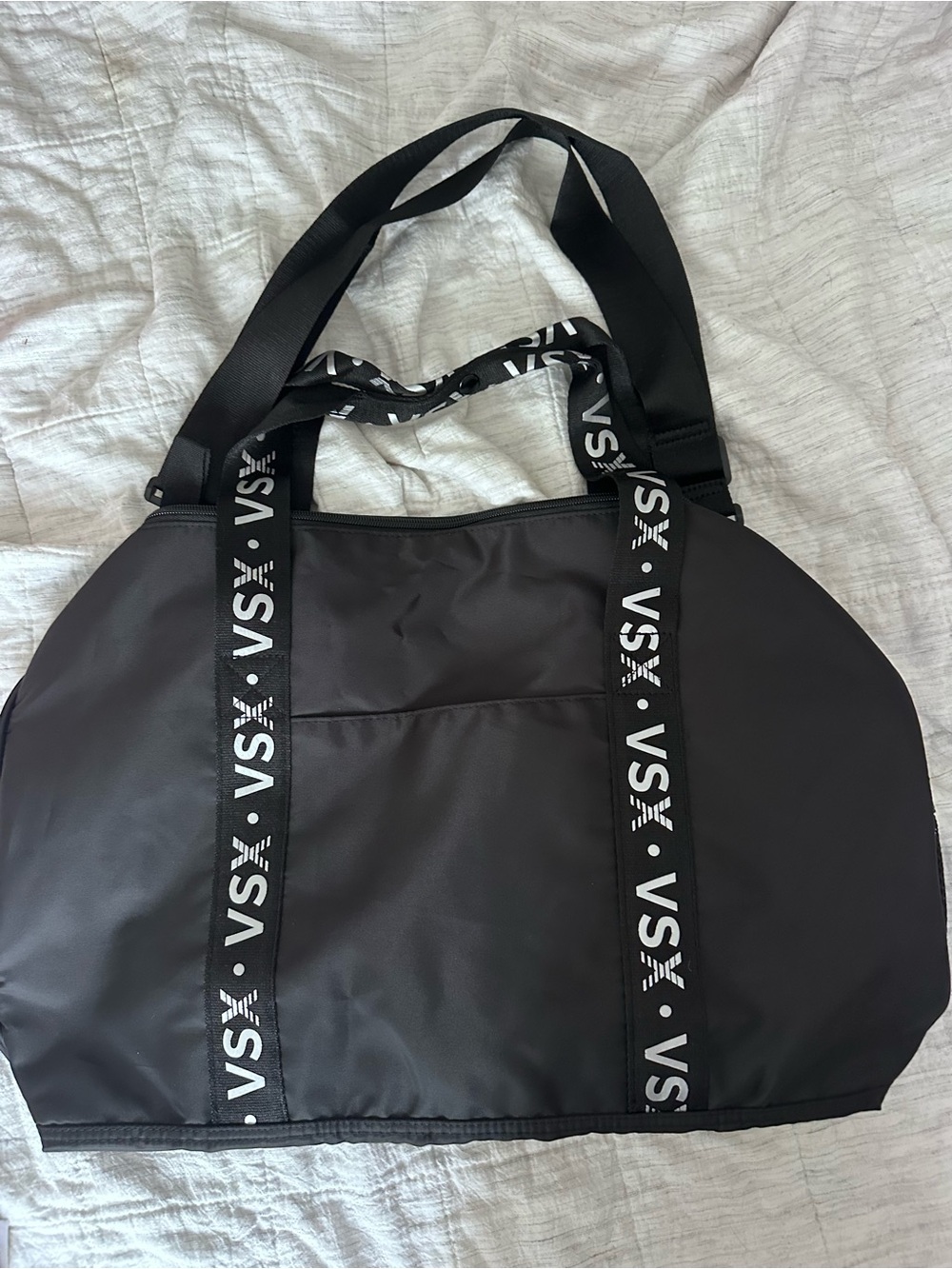 VSX Black Logo-Striped Travel Duffel